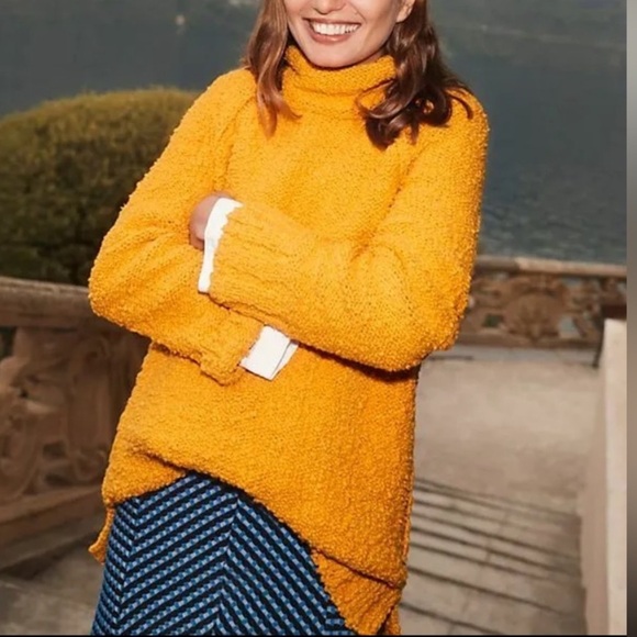 Anthropologie Moth Juliette Turtleneck Chunky Knit Sweater in Mango size X-Small - Picture 5 of 9